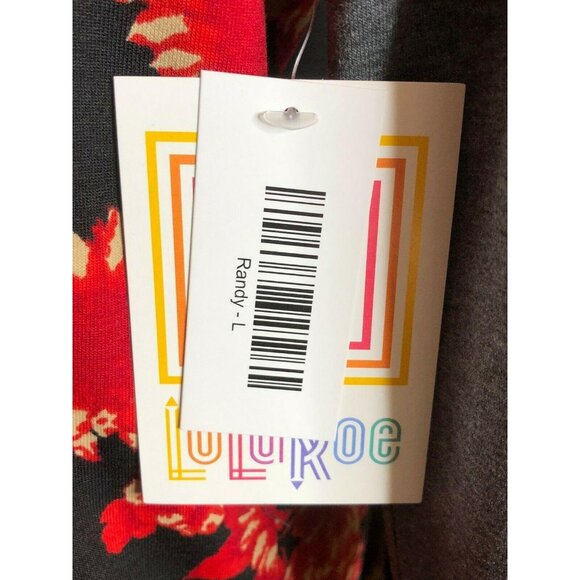 LuLaRoe Randy L Baseball Tee Long Sleeve Womens Top Black & Gray Floral NWT - Picture 2 of 9